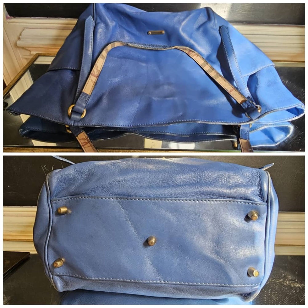 Authentic Burberry Leather Canterbury Tote Royal Blue - Picture 9 of 11